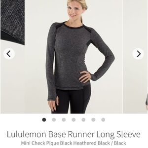 #157- LULULEMON-Base Runner Long Sleeve
Mini Check Pique Black Heathered Black